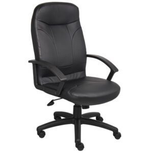 Silla con respaldo alto Boss B8401 LeatherPlus negro