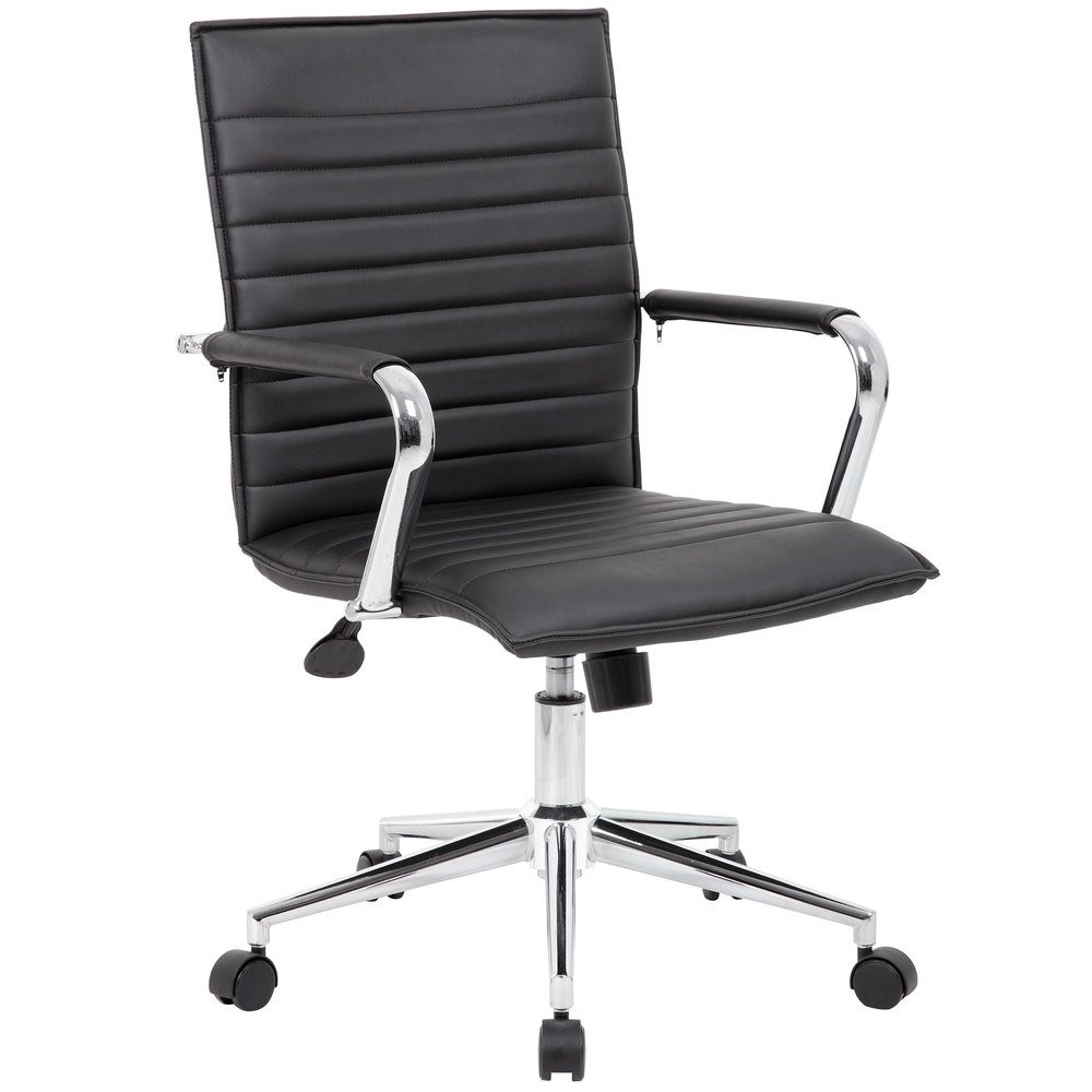 Silla de trabajo para hostelería de vinilo negro Boss B9533C-BK