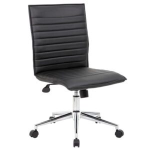 Silla de trabajo sin brazos de vinilo negro Boss B9534C-BK