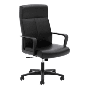 Silla de oficina ejecutiva de cuero SofThread negro con respaldo alto serie Basyx VL604